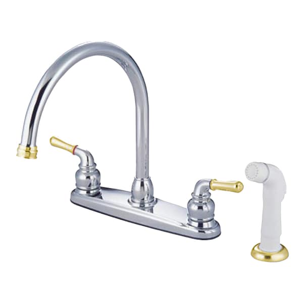 Kingston Brass Magellan 8" Centerset Kitchen Faucet, Chrome/Polished Brass KB794 - main